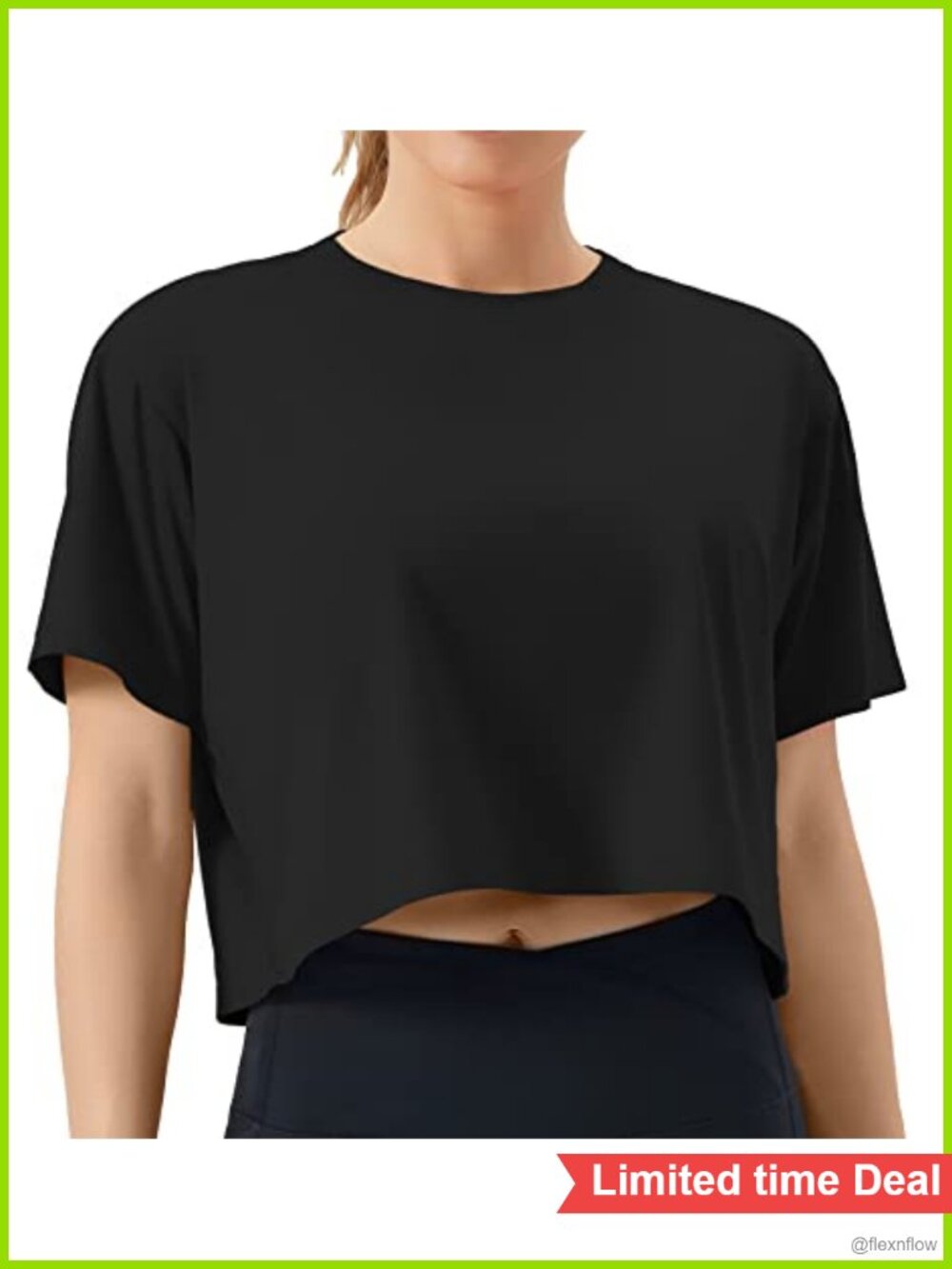 Women's Workout Crop Top Boxy Yoga Short Sleeve Tee Cotton Rayon Spandex